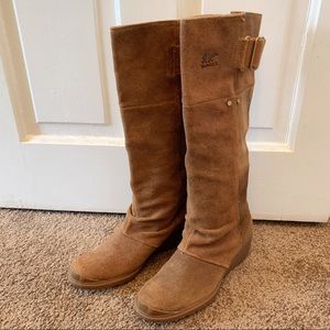 Sorel Suede Brown Wedge Boots